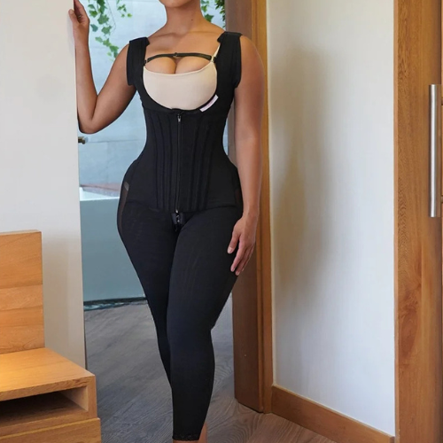 0072 Achieve a Smooth Silhouette | Seamless Open-Chest Body Shaper with Bones