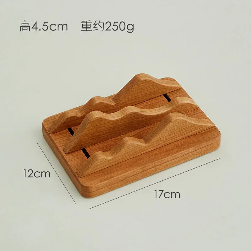 HANDMADE Laptop Vertical Storage Stand Custom Soild Wood Landscape Theme Walnut Wood Base Stand Desktop Decoration Custom Wooden Stand