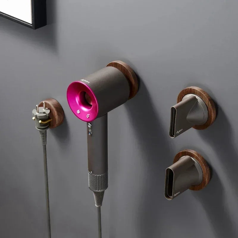 HANDMADE Wall Mounted Hair Dryer Holder Set For DRYER Solid Wood Hair Dryer Bracket Stand Bathroom Sets Rack Organizer Shelves