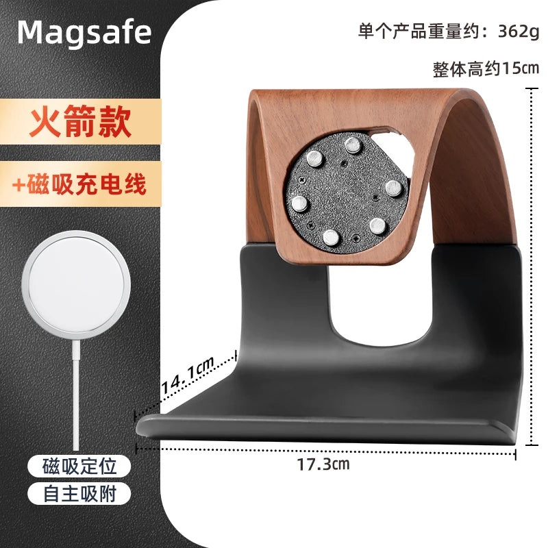 WOODEN HANDMADE Msgsafe HOLDER Mobile Phone Stand Custom Design Wooden Magnetic Charger Bracket Desktop Creative Lazy Wireless Charging Phone Holder