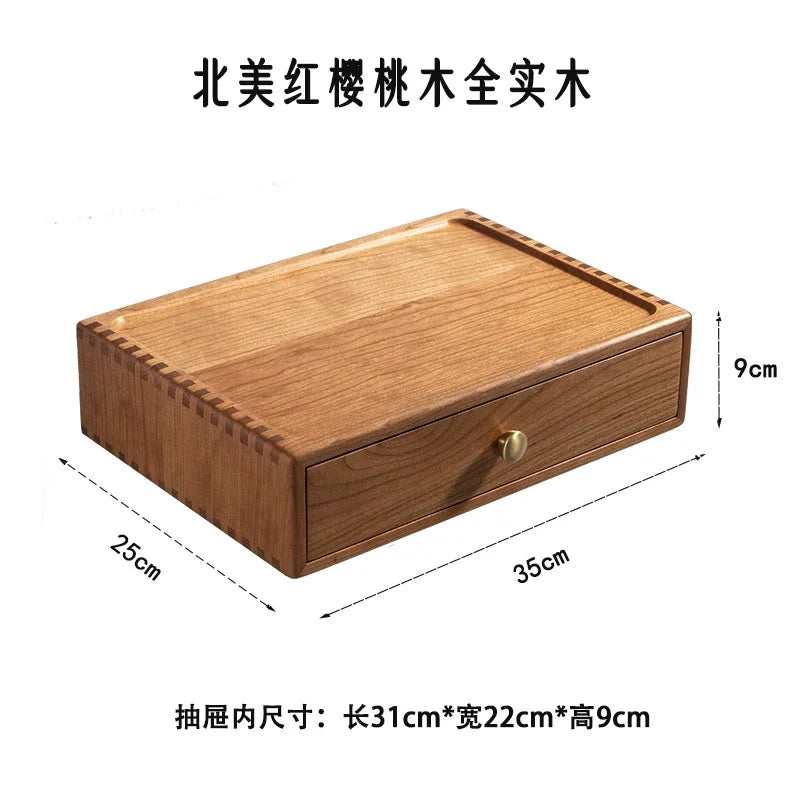 handmade A4 Paper File Storage Box Black Walnut Wood Storage Drawer Desktop Organizer with Brass Handle Flexible Combination Home Storage