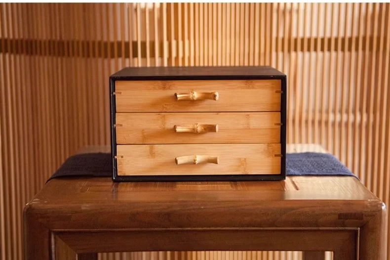 HANDMADE BMBOO WOOD Retro Bamboo Storage Box Desktop Drawer Jewelry Storage Boxes Ring Necklace Bracelet Jewelry Organizer for Small Things Package