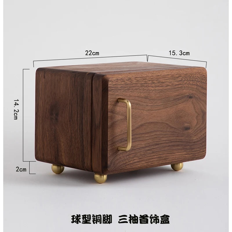 HANDMADE Black Walnut Jewelry Box Multi-Layer Jewelry Organizer Solid Wood Premium Ring Earring Display Case Retro Jewelry Storage Chest