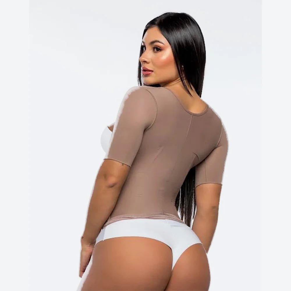 9388 Sexy Body Waist Trainer Vest with Sleeves – Skin-Friendly, Breathable & Soft Shapewear with Hook & Eye Closure, Adjustable Fit, Thong, Tummy Control