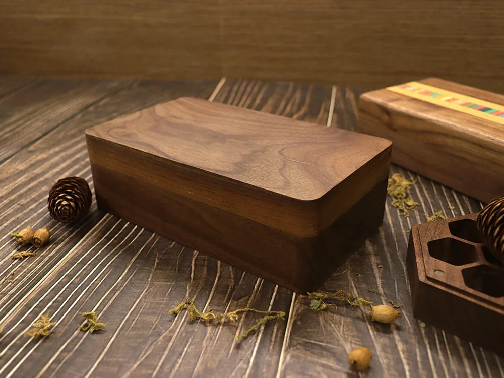 HANDMADE Jewelry Storage Box Black Walnut Organizer Tray Velvet-Lined Case Durable Jewelry Box for Entryway or Dresser Storage