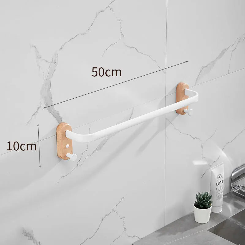 HANDMADE 40cm-60cm Wood Bathroom Towel Rack Black/White Aluminum Towel Holder Wall Hanging Multi Pole Triple Towel Bar With Hook