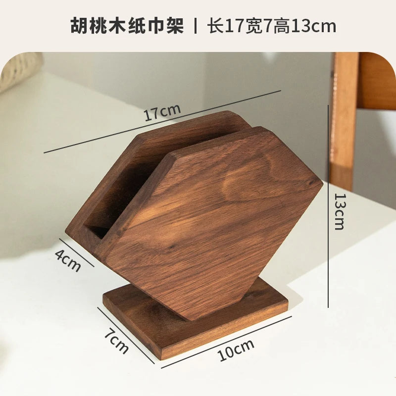 HANDMADE Walnut Vintage Square Tissue Box Cover, Multifunctional Standing Paper Holder, Elegant Desktop Organizer for Kitchen Office