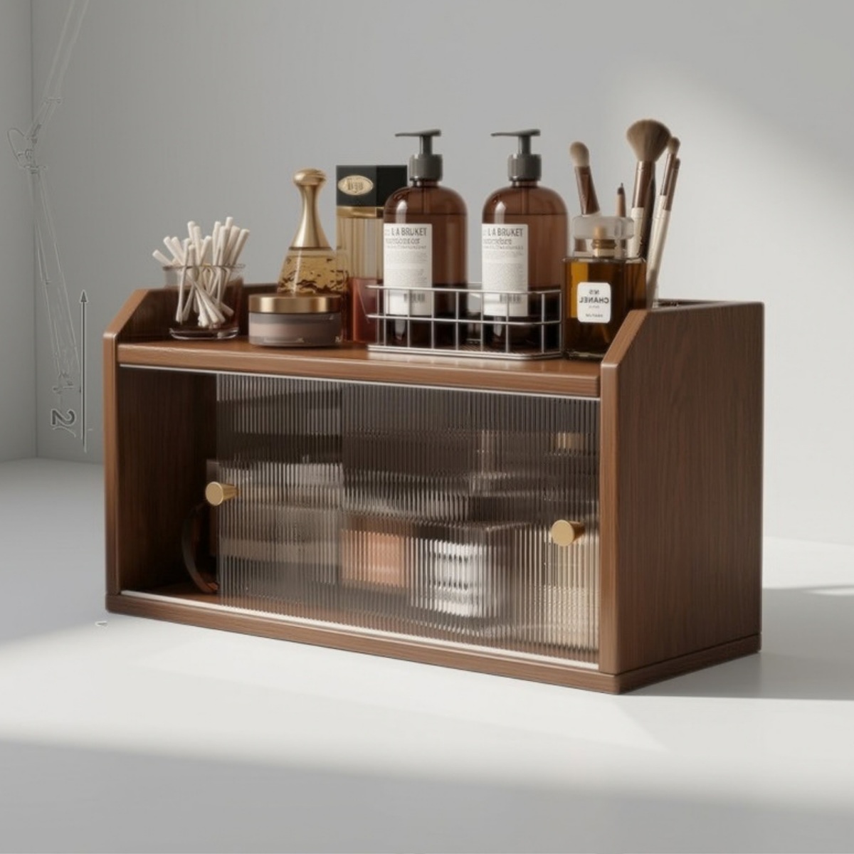 Space-Saving All-in-One Desktop Vanity & Bookshelf with Mirror | 3-Tier Multifunction Storage Organizer