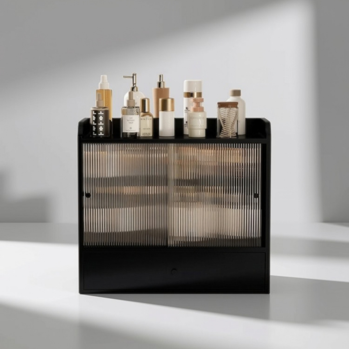 Dustproof Acrylic Cosmetic Storage Cabinet with Drawers | High-Sense Makeup & Skincare Vanity Organizer