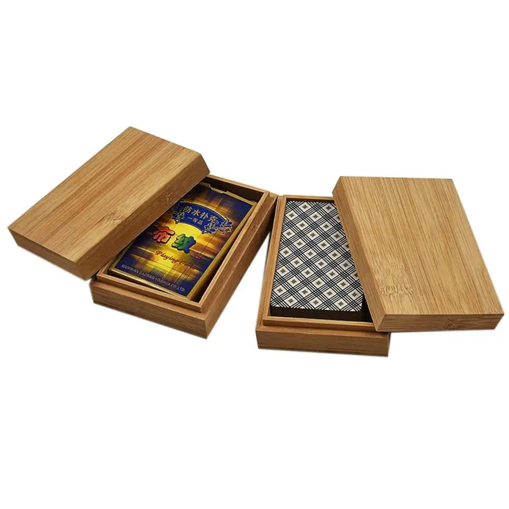 HANDMDE Bamboo Cards Storage Box Desktop Wooden Poker Playing Card Box Case for Tarots Playing Games Table Board Deck GamHANDMADE e