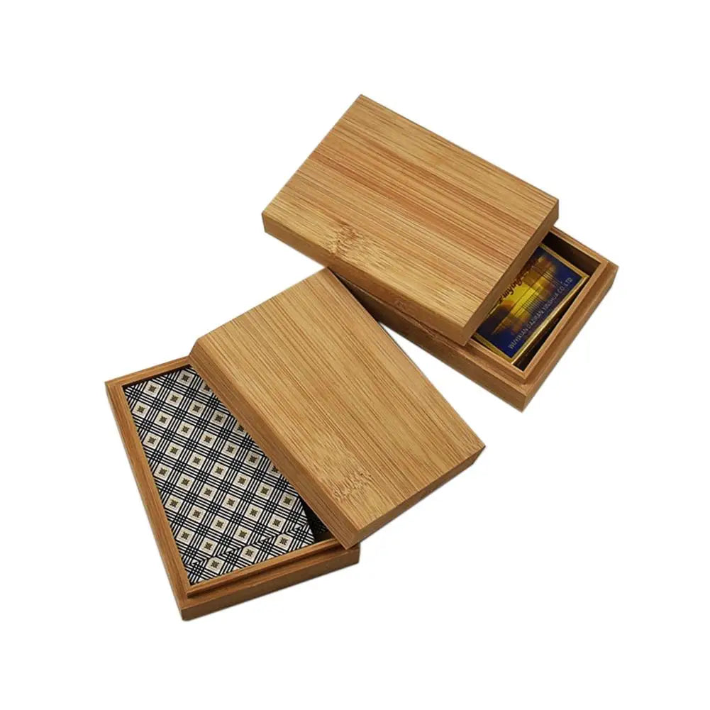 HANDMDE Bamboo Cards Storage Box Desktop Wooden Poker Playing Card Box Case for Tarots Playing Games Table Board Deck GamHANDMADE e