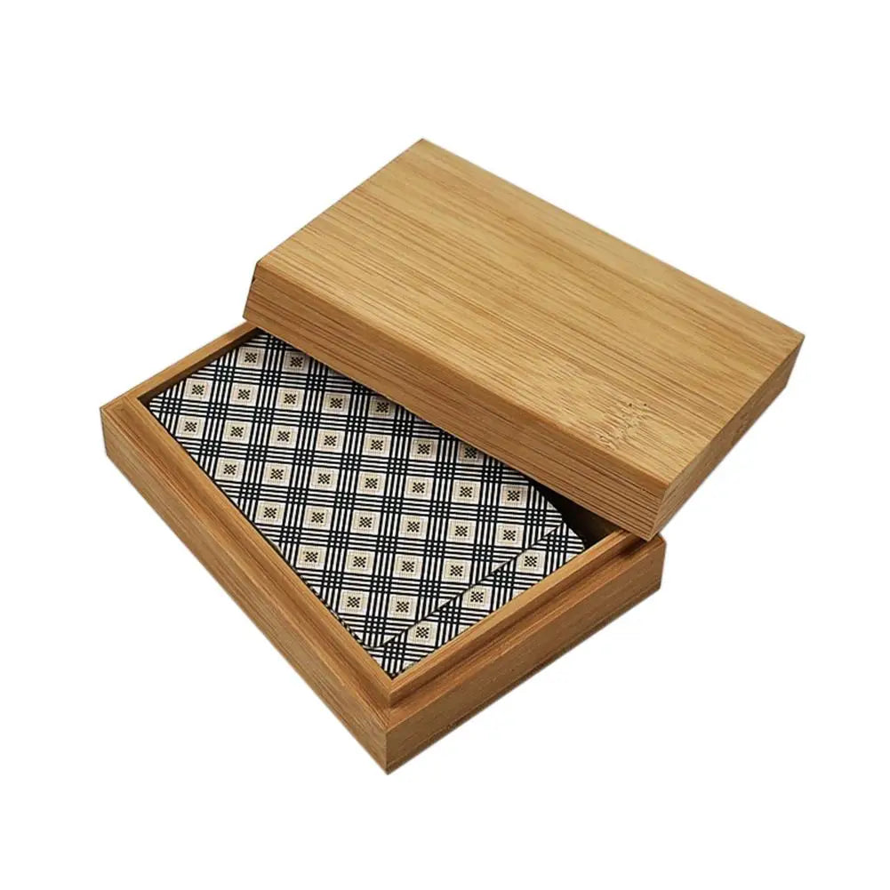 HANDMDE Bamboo Cards Storage Box Desktop Wooden Poker Playing Card Box Case for Tarots Playing Games Table Board Deck GamHANDMADE e