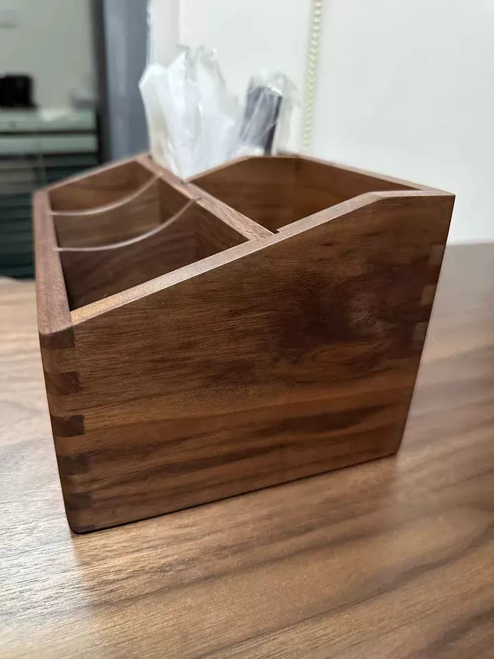 HANDMADE Black Walnut Wood tissues box Multifunctional paper extraction box Grid division Organizer box desktop Storage Sundries strong