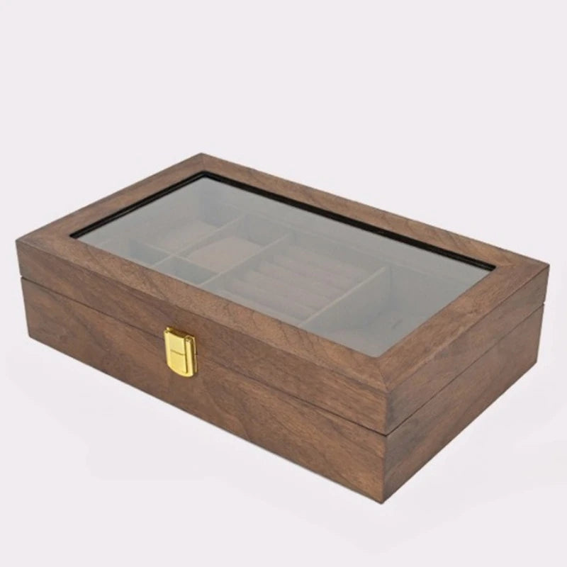 HANDMADE Walnut Wood Jewelry Box Luxury Retro Watch Storage Boxes Mirror Necklace Bracelet Display Case Jewellery Organizer Packaging