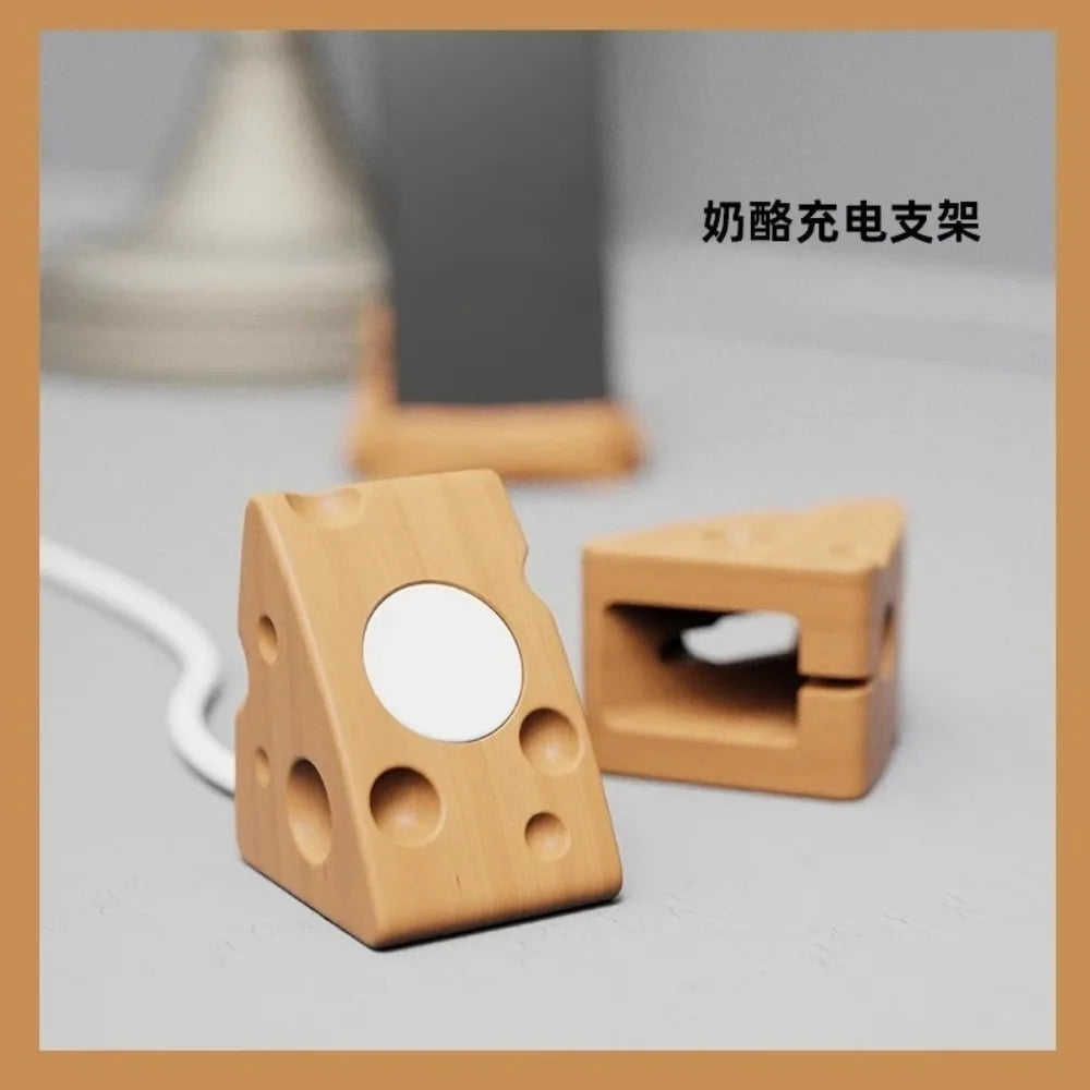 HANDMADE Cheese DESING Wood Charging HOLDER  Dock for apple watch Wood Magnetic Wireless Watch Charger Holder Desktop Decoration Stand Watch Accessories