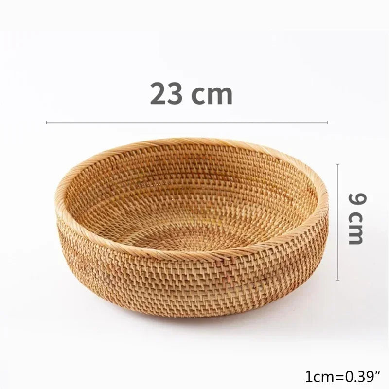handmade Handwoven Rectangular Rattan Wicker Basket Fruit Tea Snack Bread Picnic Cosmetic Storage Box Kitchen Supplies Household Tools
