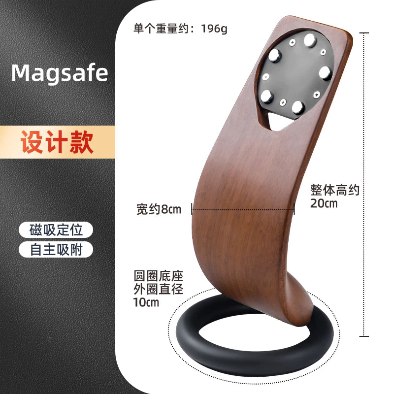 WOODEN HANDMADE Msgsafe HOLDER  Mobile Phone Stand Custom Design Wooden Magnetic Charger Bracket Desktop Creative Lazy Wireless Charging Phone Holder