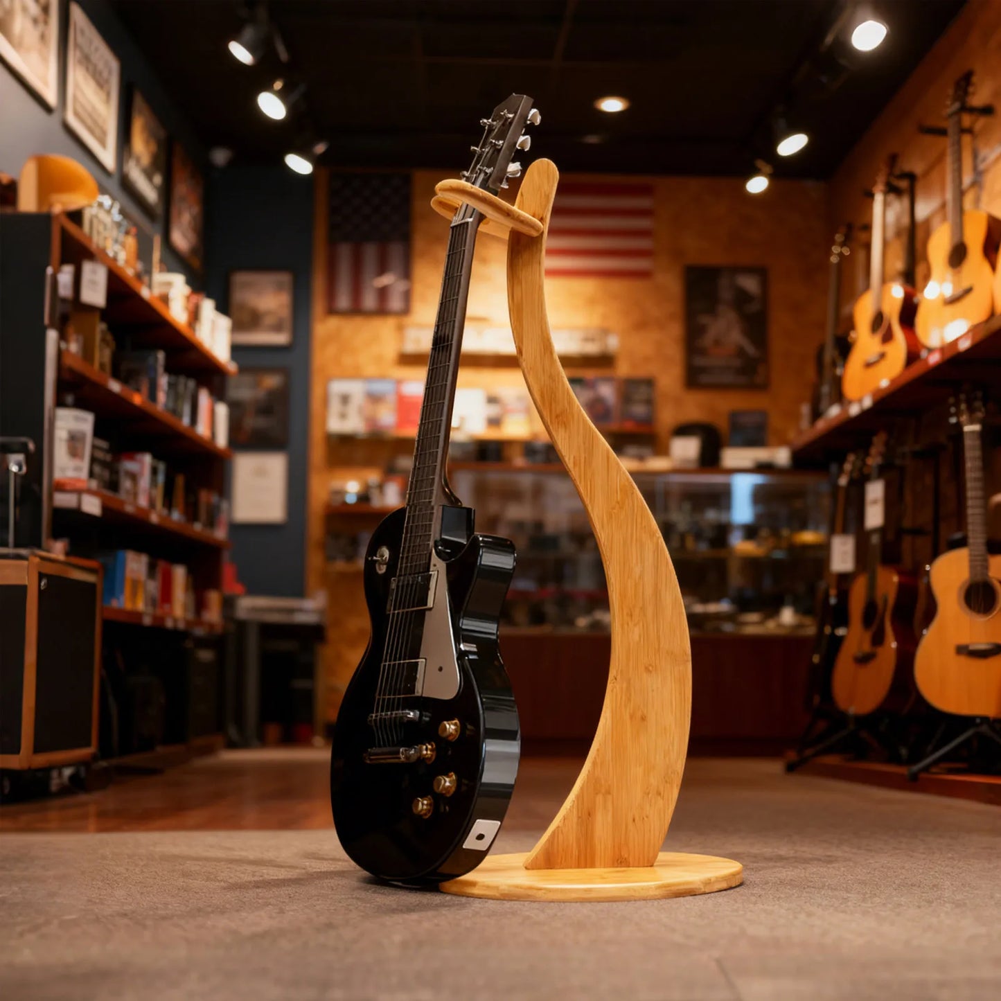 HANDMADE Bamboo Guitar Stand for Acoustic Electric Classical Guitar Ukulele and Banjos Non Slip Bottom Pad Stable Holder
