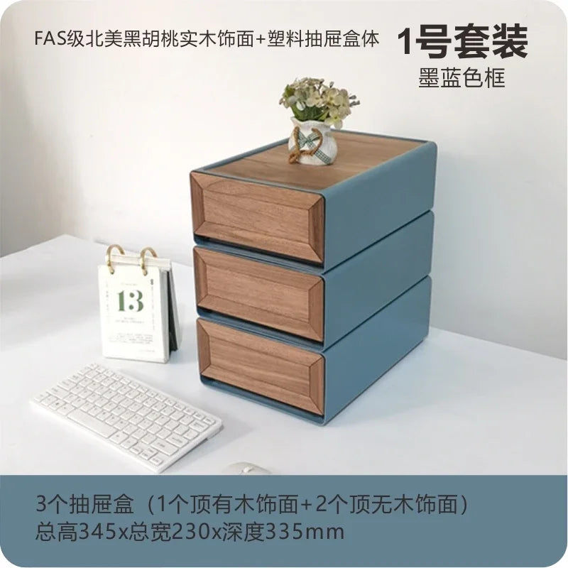 handmade Black Walnut Solid Wood Veneer Storage Box Multi-functional Household Underwear Storage Drawer Can Be Stacked Office Organizer
