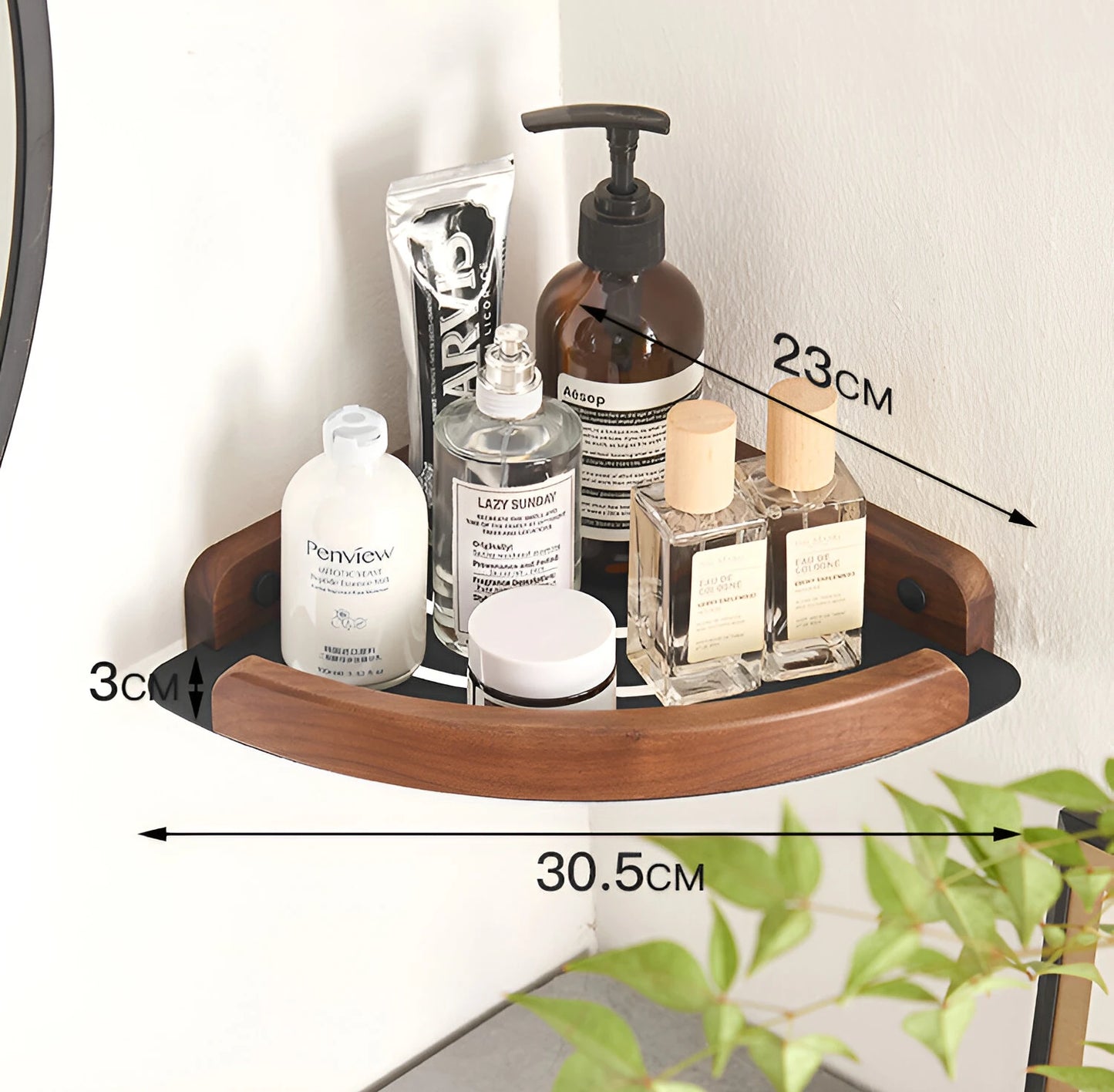 HANDMADE Bathroom storage rack wall mounted, bathroom toilet bathroom storage solid wood non perforated triangular frame wall corner rack
