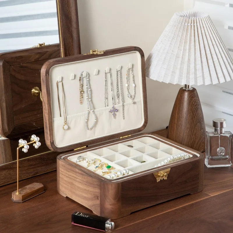 HANDMADE LUXURY Wooden Jewelry Box Large Storage Jewelry Boxes Women Bracelet Earring Necklace Case Display Organizer Showcase Packaging Rack
