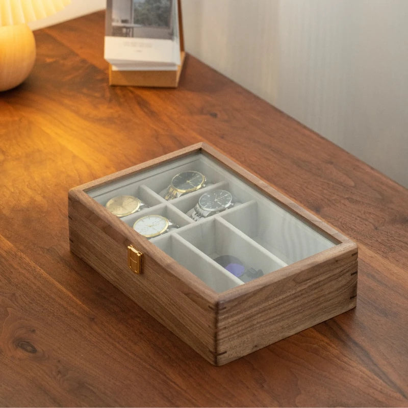 HANDMADE WATCH AND GLASSES WOOD STORAGE ORGANIZER Solid Wood Watch Box Luxury Retro Display Glasses Boxes Mechanical Watch Sunglasses Storage Case Exhibitors Organizers Supplies