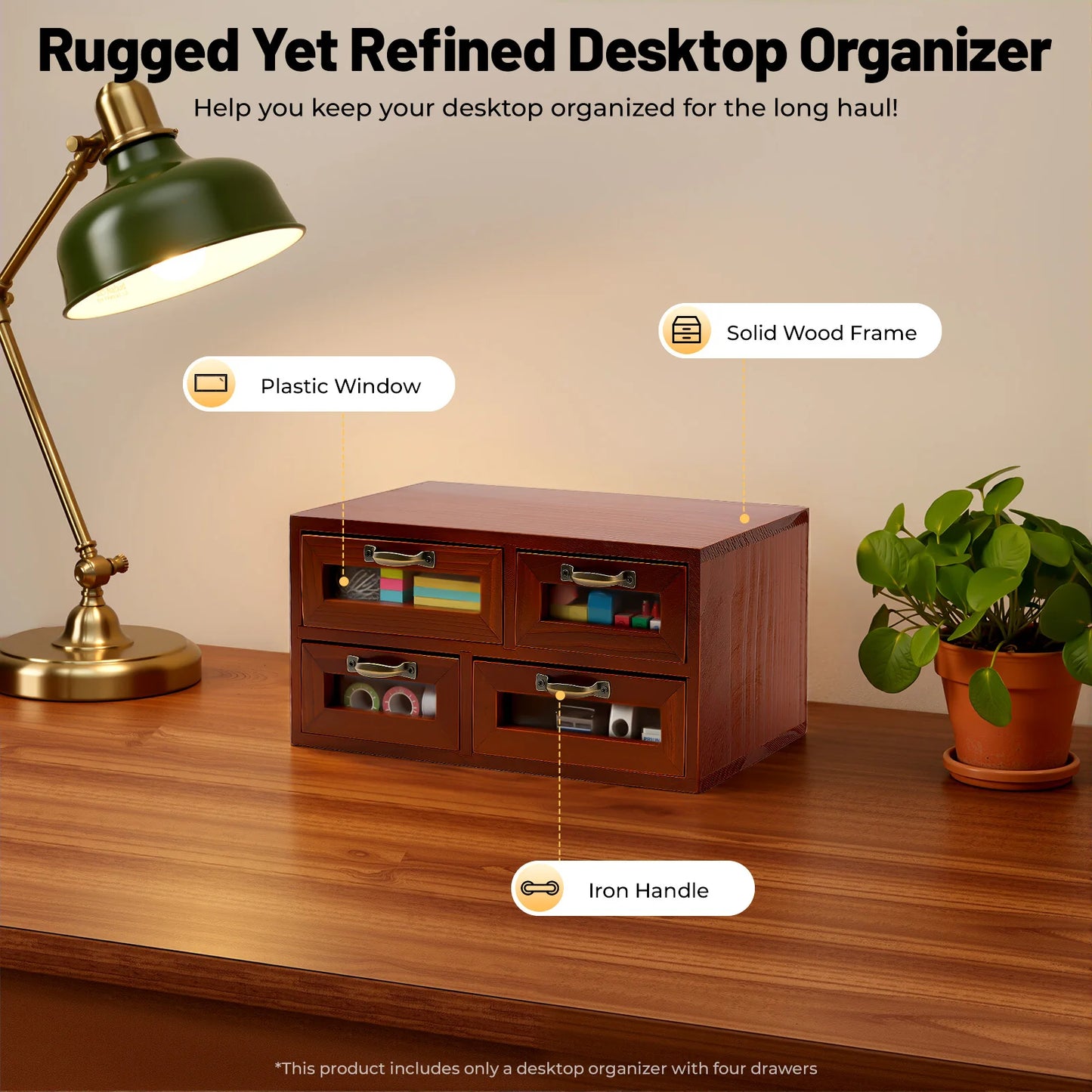 HANDMADE Retro Desk Organizer With Drawers, Wooden Desktop Storage Cabinet, Storage Box For Craftsmen To Organize Sewing Pins, Buttons