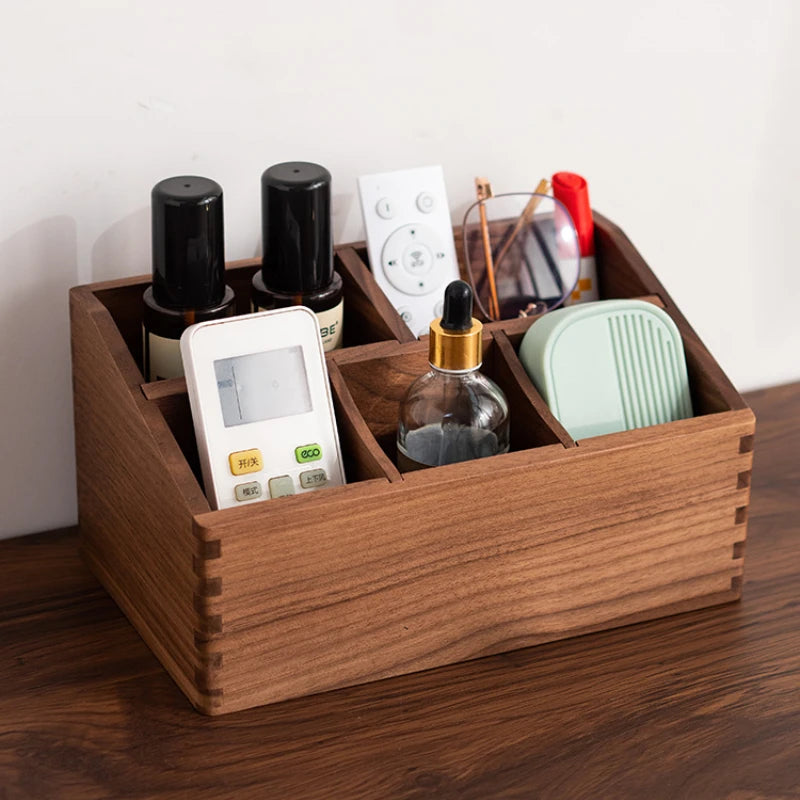 HANDMADE Black Walnut Wood tissues box Multifunctional paper extraction box Grid division Organizer box desktop Storage Sundries strong