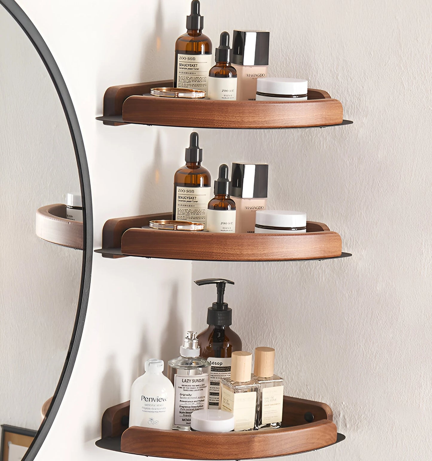 HANDMADE Bathroom storage rack wall mounted, bathroom toilet bathroom storage solid wood non perforated triangular frame wall corner rack