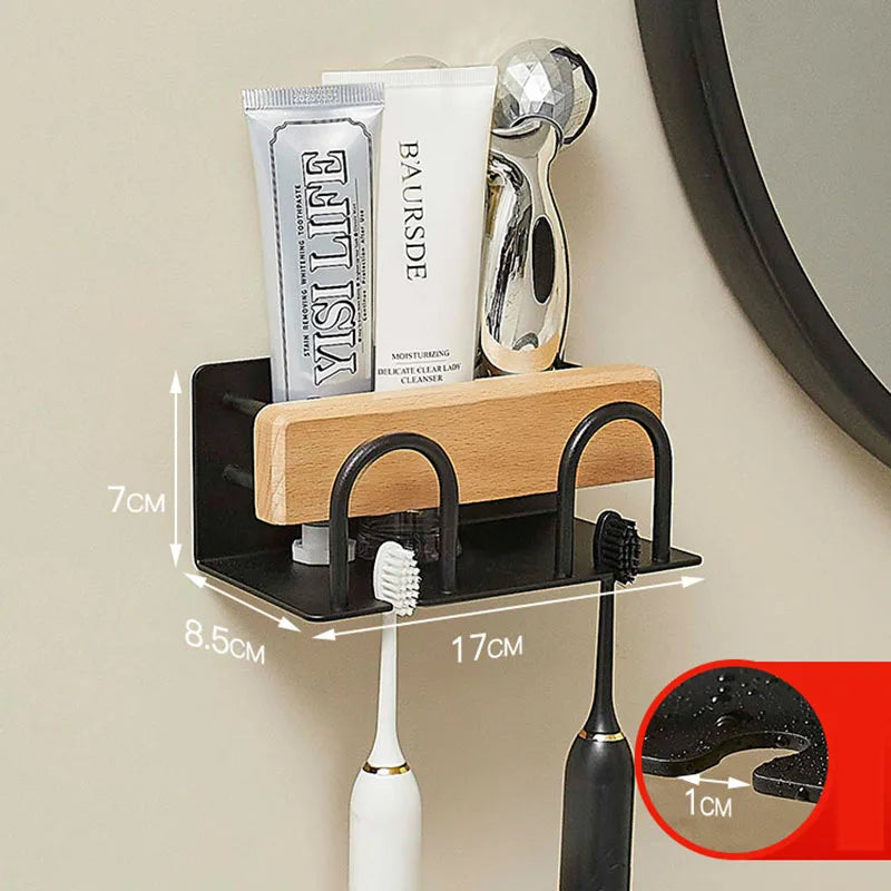 HANDMADE White/Black Bathroom Toothbrush Holder Cup Holder Aluminum Wall Mounted Mouthwash Cup Wash Cup Holder Cosmetics Storage Rack
