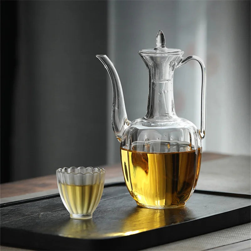 HANDMADE 500ml High Borosilicate Glass Teapot Heat Resistance Tea Brewing Glass Tea Pot Traditional Kung Fu Tea Set
