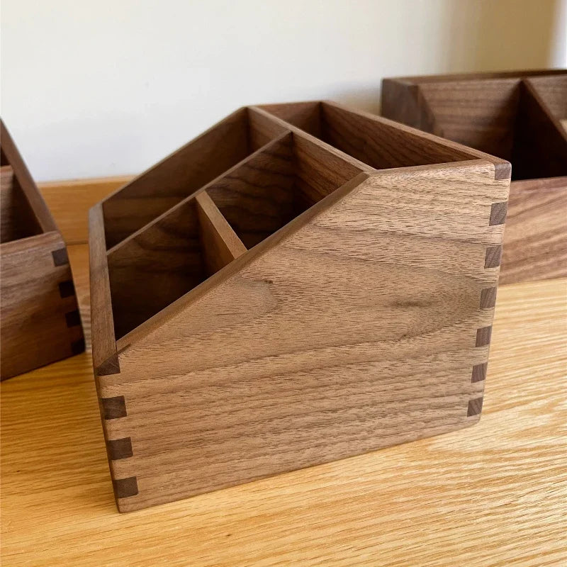 HANDMADE Multifunctional Office Storage Box High-End Solid Wood Desktop Organizer Cosmetic and Desk Accessories Box for Home