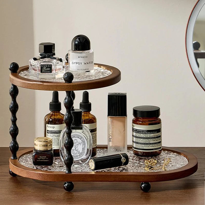 Premium Solid Wood 2-Tier Home Storage Shelf – Modern Double-Layer Display Rack & Countertop Organizer