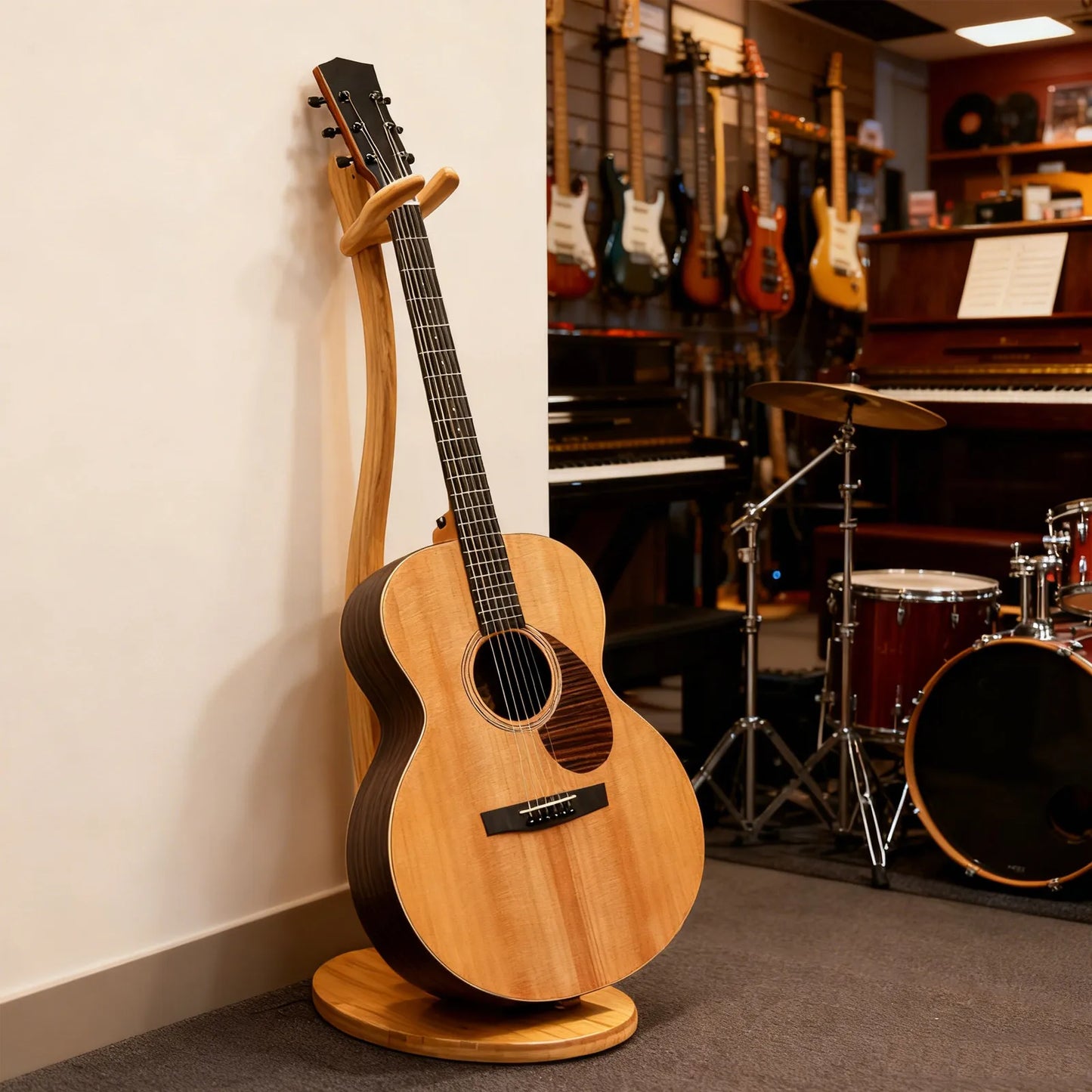 HANDMADE Bamboo Guitar Stand for Acoustic Electric Classical Guitar Ukulele and Banjos Non Slip Bottom Pad Stable Holder
