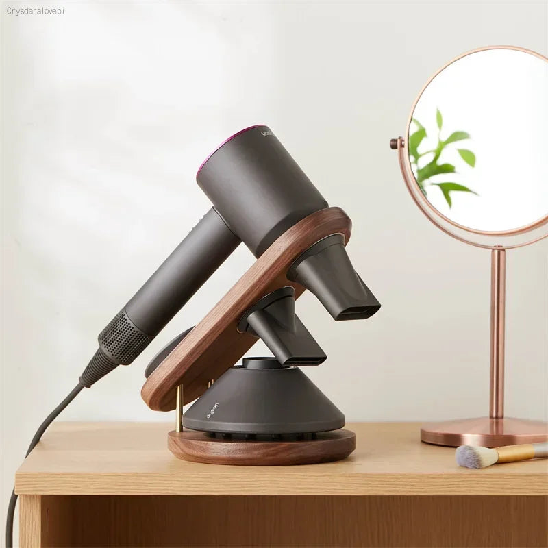 Wall Mount Hair Dryer Holder for Dyson Supersonic Hair Dryer Storage Rack Walnut Beech Wood Hair Dryer Bracket Bathroom Tools