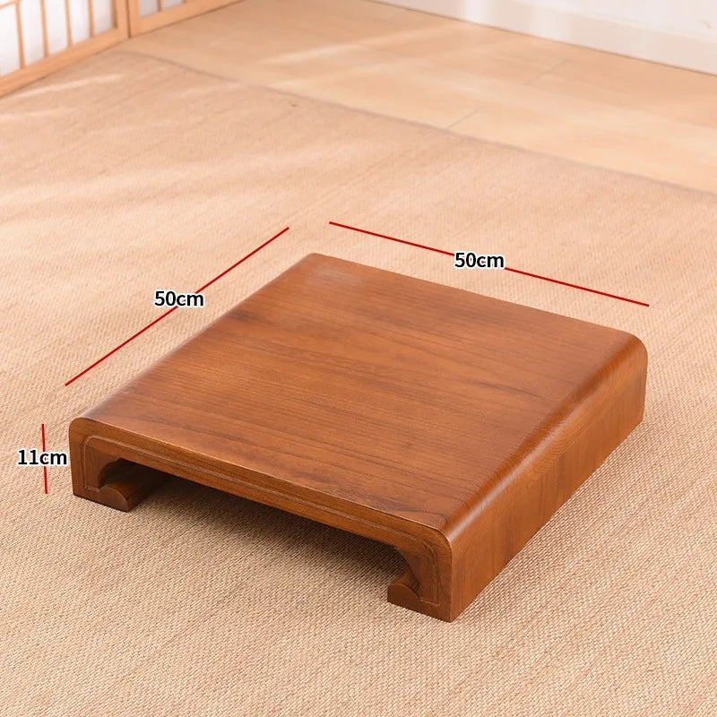 Hndmade Solid Wood Monitor Riser Office Desktop Computer Stand Screen Height Shelf with Storage Tatami Low Table Organizer for Home