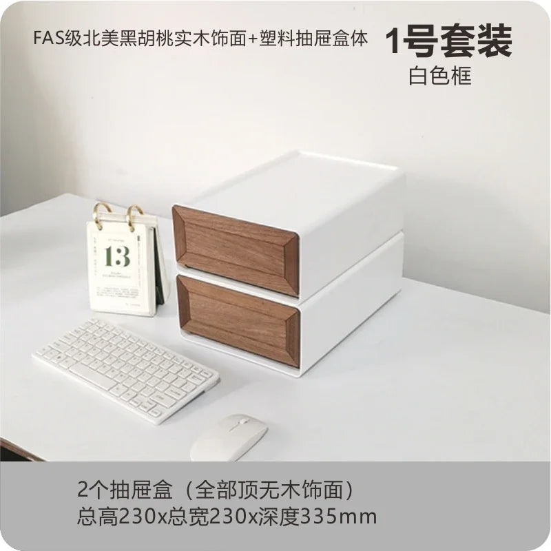 handmade Black Walnut Solid Wood Veneer Storage Box Multi-functional Household Underwear Storage Drawer Can Be Stacked Office Organizer