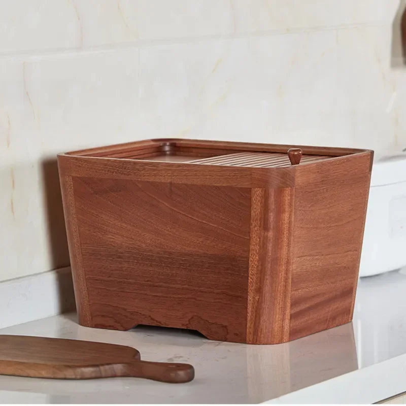 handmade wood 10kg Insect-Proof Rice Storage Container with Cover Moisture-Proof Seal Box for Kitchen Food Organization