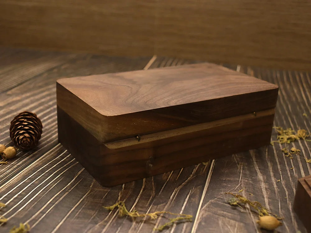 HANDMADE Jewelry Storage Box Black Walnut Organizer Tray Velvet-Lined Case Durable Jewelry Box for Entryway or Dresser Storage