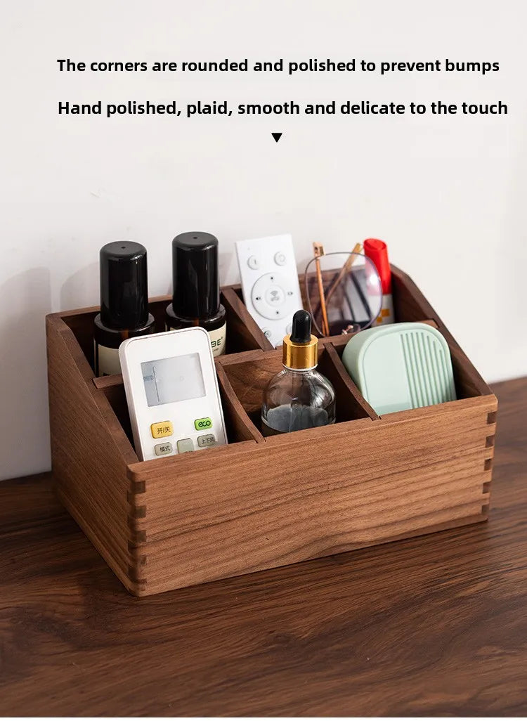 HANDMADE Black Walnut Wood tissues box Multifunctional paper extraction box Grid division Organizer box desktop Storage Sundries strong