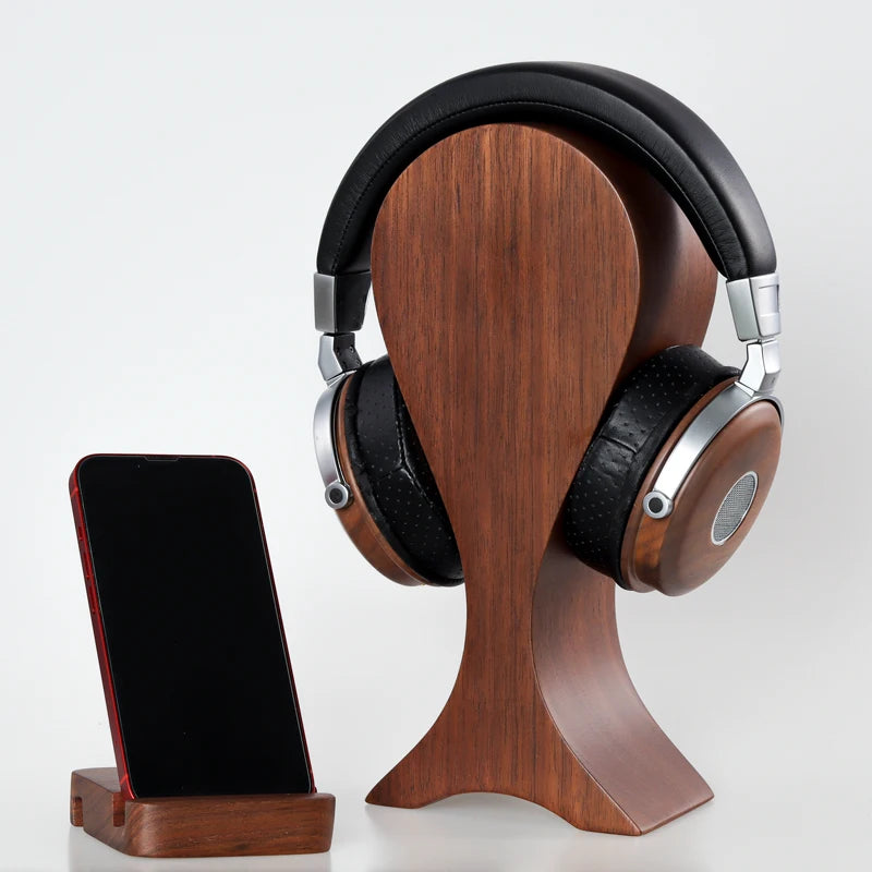 HANDMADE Black Walnut Wood Headphone Stand Pure Soild Wood Custom Creative Headphone Storage Stand Fish Shape Design Wooden Display Stand