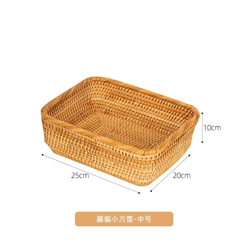 hadnmade Bamboo Woven Basket Box Minimalist Home Rattan Storage Basket Rectangular Woven Sundries Sorting Clothing Storage Box