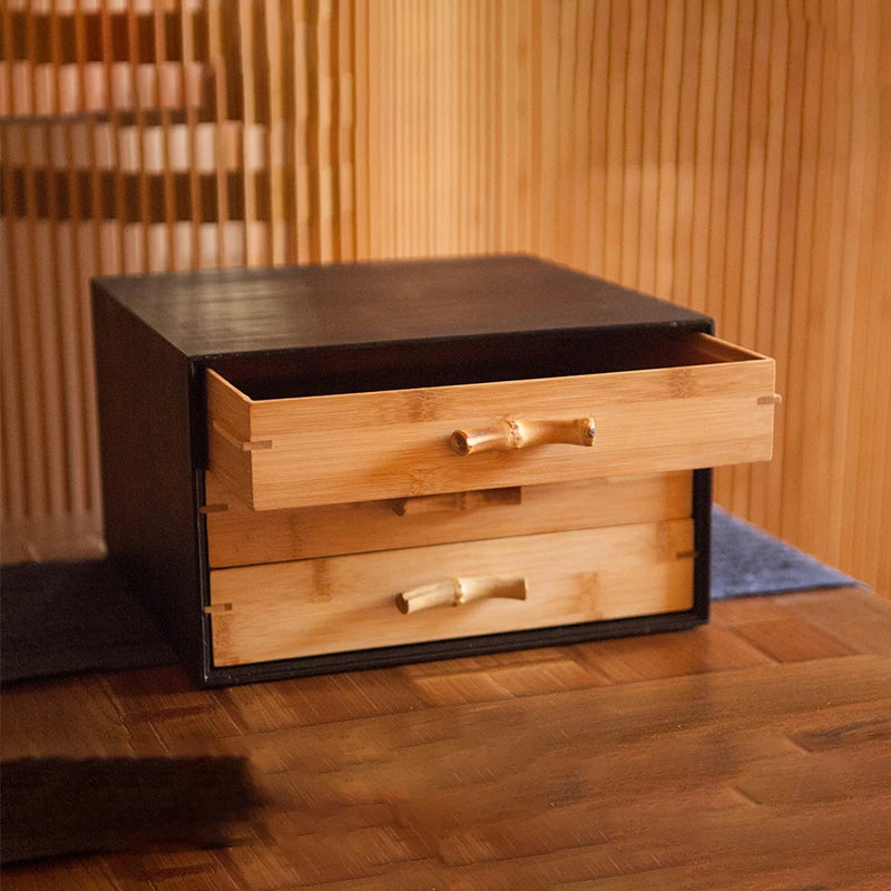 HANDMADE BMBOO WOOD Retro Bamboo Storage Box Desktop Drawer Jewelry Storage Boxes Ring Necklace Bracelet Jewelry Organizer for Small Things Package