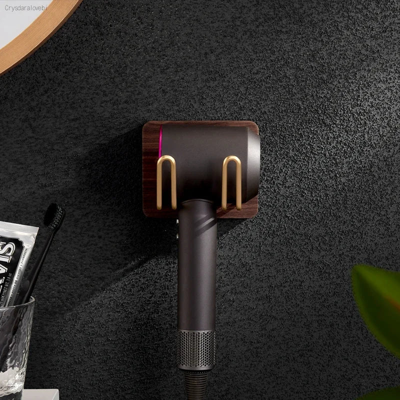 HANDMADE Solid Wood Hair Dryer Holder Wall Mounted Multi-Function Bathroom Rack Shaver Holder Toothbrush Rack Toothpaste Holder Plug Rack
