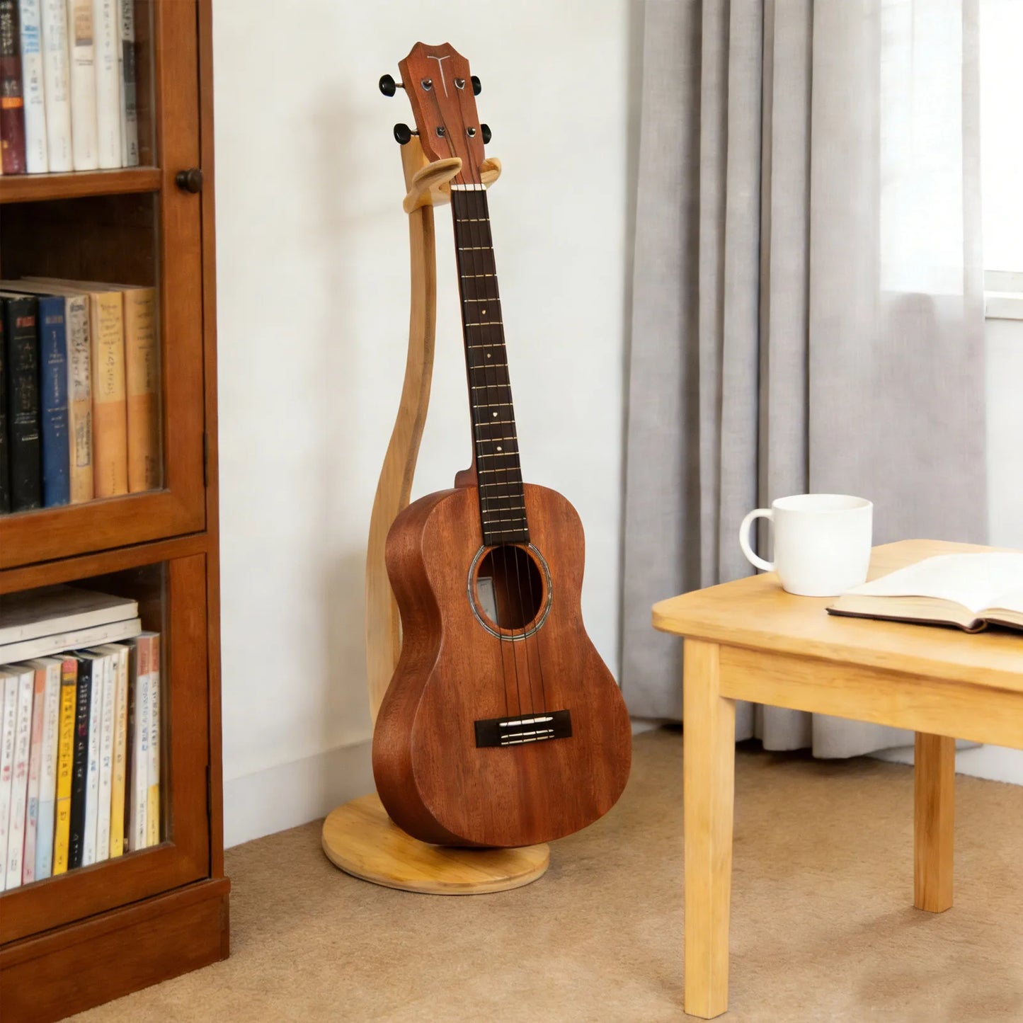 HANDMADE Bamboo Guitar Stand for Acoustic Electric Classical Guitar Ukulele and Banjos Non Slip Bottom Pad Stable Holder