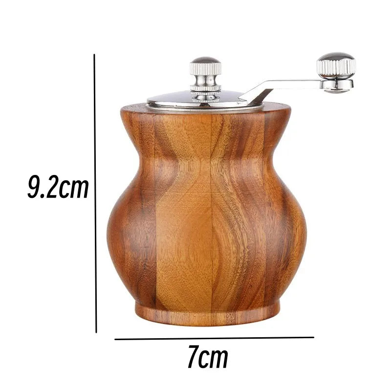 HANDMADE ACACIA WOOD Hand-crank Pepper Grinder,Ceramic Core,Vase/Wine Jar/Sphere Style Spice Pepper Mill,Multi-purpose Salt Shakers,Wooden,BBQ Mill