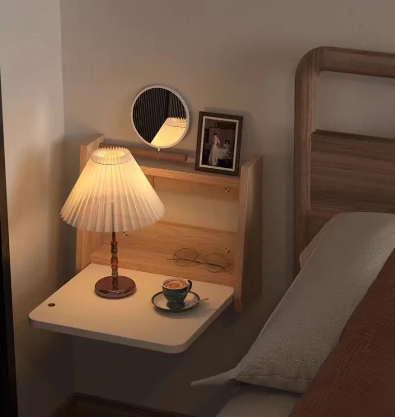 WOOD PINE HANDMADE WALL STORAGE Suspended Vanity Table Wooden Folding Dressing Tables Modern Makeup Desk Multipurpose Simple Dressers Desks Bedroom Furniture