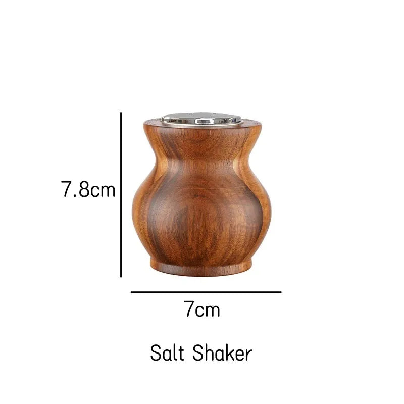 HANDMADE ACACIA WOOD Hand-crank Pepper Grinder,Ceramic Core,Vase/Wine Jar/Sphere Style Spice Pepper Mill,Multi-purpose Salt Shakers,Wooden,BBQ Mill