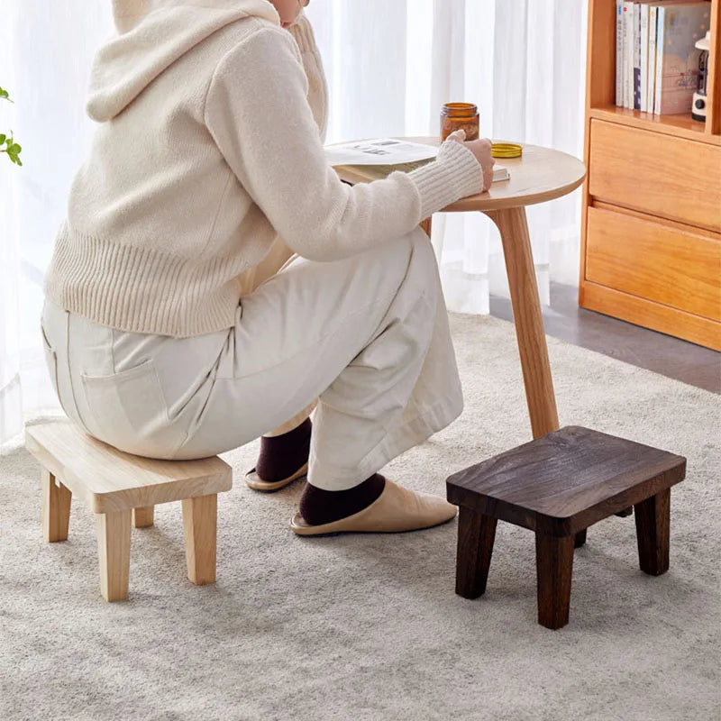 HANDMADE Household Living Room Stool Japanese Style Small Stools Adult Shoe Changing Stool Modern Minimalism Wooden Ottoman 가구