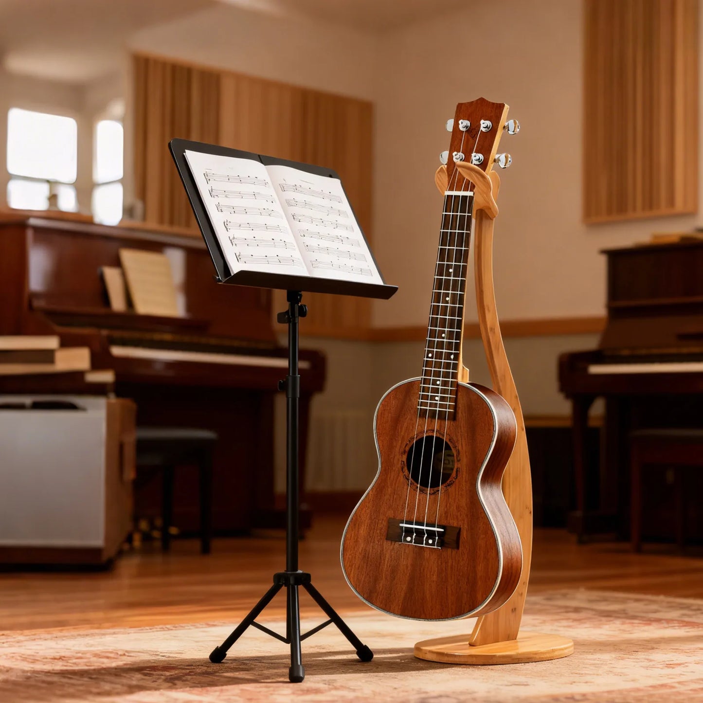 HANDMADE Bamboo Guitar Stand for Acoustic Electric Classical Guitar Ukulele and Banjos Non Slip Bottom Pad Stable Holder